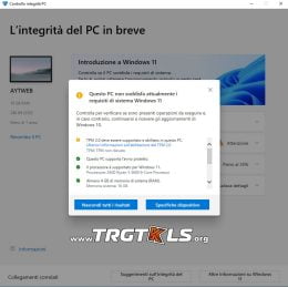 TPM 2.0 Non Supportato; Risoluzione e Avvio Aggiornamento Windows 11