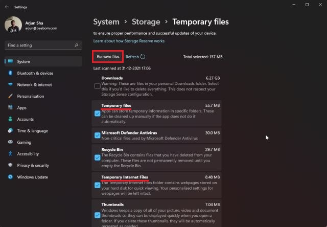 eliminare i file temporanei windows 11