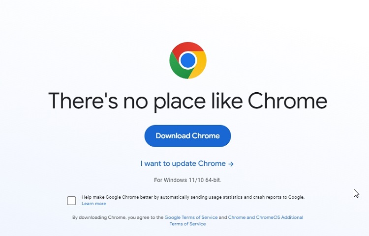 pagina di download di Chrome