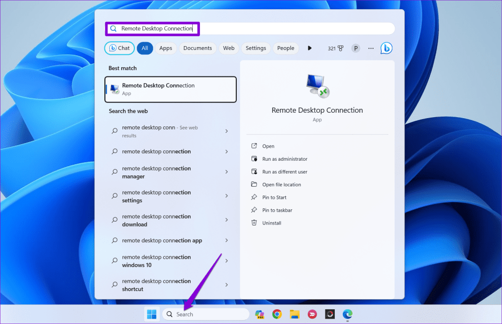 Apri Connessione desktop remoto su Windows