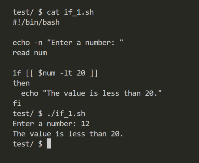 utilizzando l'istruzione condizionale if come in uno script bash di Linux per verificare se il numero ottenuto è inferiore a 20