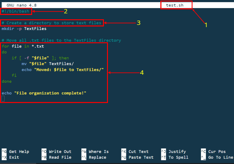 scrivere uno script bash per spostare tutti i file txt in una directory separata