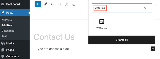 Blocco WPForms